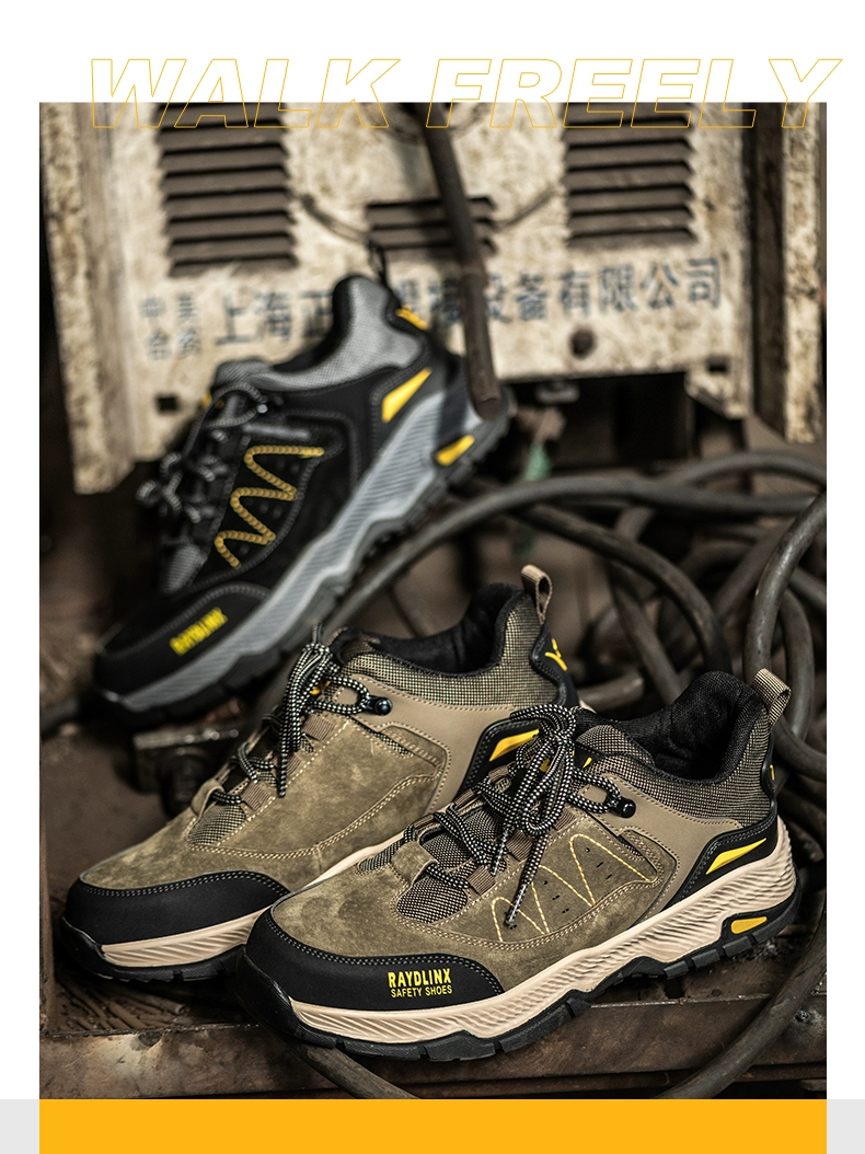 Labor protection shoes for men, all-season steel toe cap, anti-smash, anti-puncture, lightweight, comfortable, non-slip, wear-resistant, breathable safety work shoes