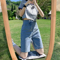 Голубой пять пять прямых брюк (модель обновления)