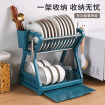 Storage rack kitchen storage rack dish rack multi-purpose dish kitchen drain storage 2-layer dish rack factory
