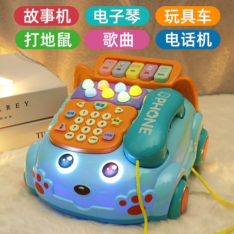 Baby boy toy emulation telephone seat machine infant boy's puzzle early to teach phone car to hit the ground rat toy-Taobao