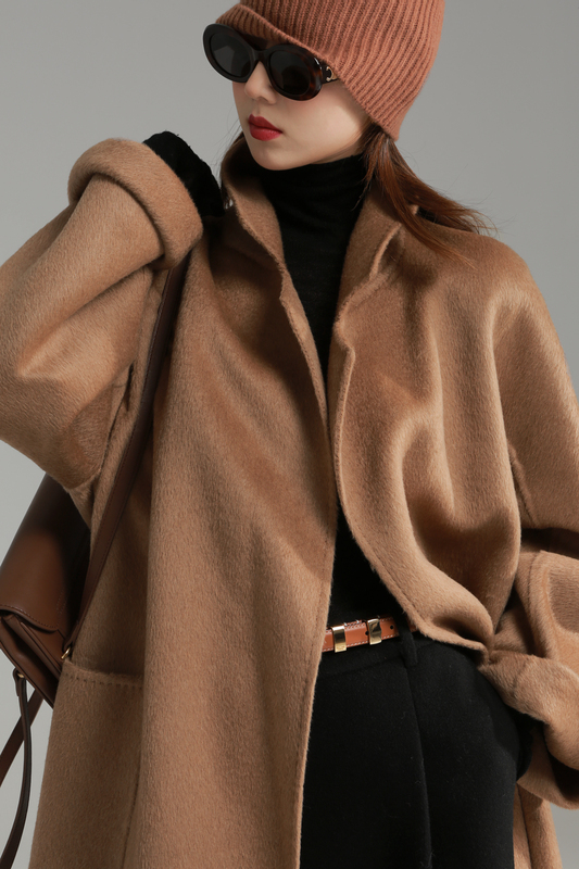 Top-Grade Camel Wool Double-Sided Coat! 2022 Autumn and Winter New High-End Women's Woolen Mid-Length Coat with a Sense of Sophistication