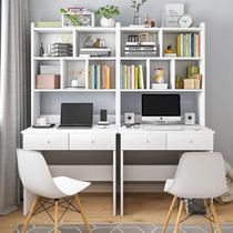 Desk and bookshelf combination home double computer desk desktop bookcase integrated bedroom simple office student writing desk