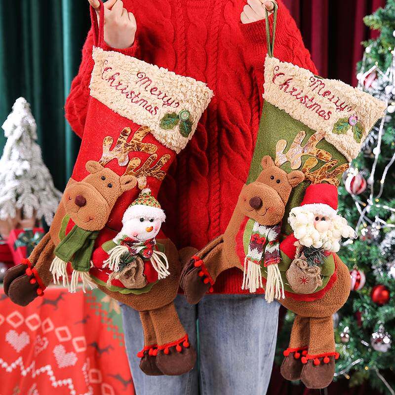 Christmas Socks Gift Bag Big children Candy Bag Kindergarten Santa Santa Snowman Decoration Placement Supplies-Taobao