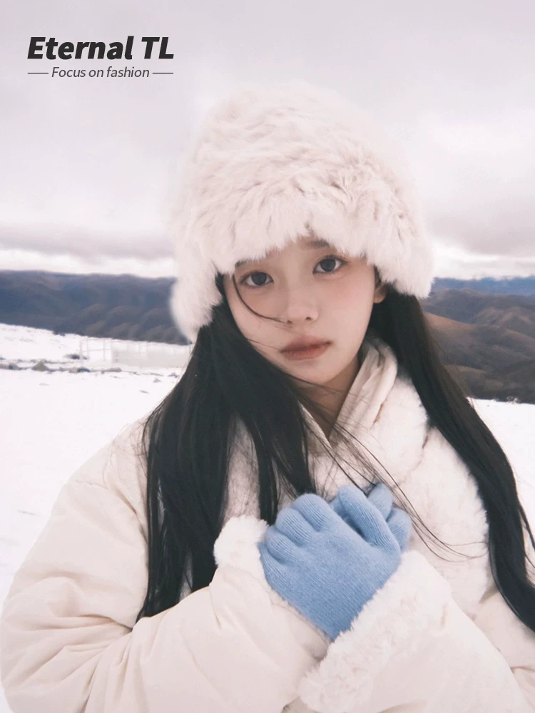 Rabbit fur cloud fisherman hat women's western Sichuan travel autumn and winter plush basin hat furry thickened warm plus plush fur hat