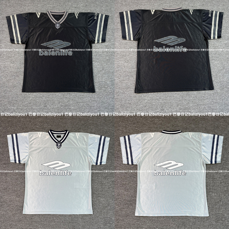 25Fw Football Series Glossy 3B Distressed Print Quick-Drying V-Neck Silhouette Short-Sleeved Jersey 25Fw Football Series Glossy 3B Distressed Print Quick-Drying V-Neck Silhouette Short-Sleeved Jersey