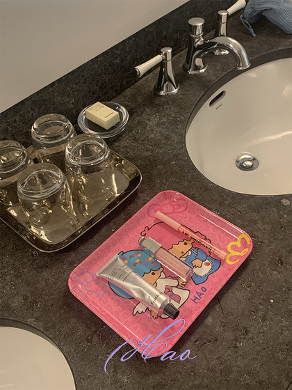 好好好！双子星豹纹可爱元素密胺早餐盘托盘水果盘甜品盘拍摄道具