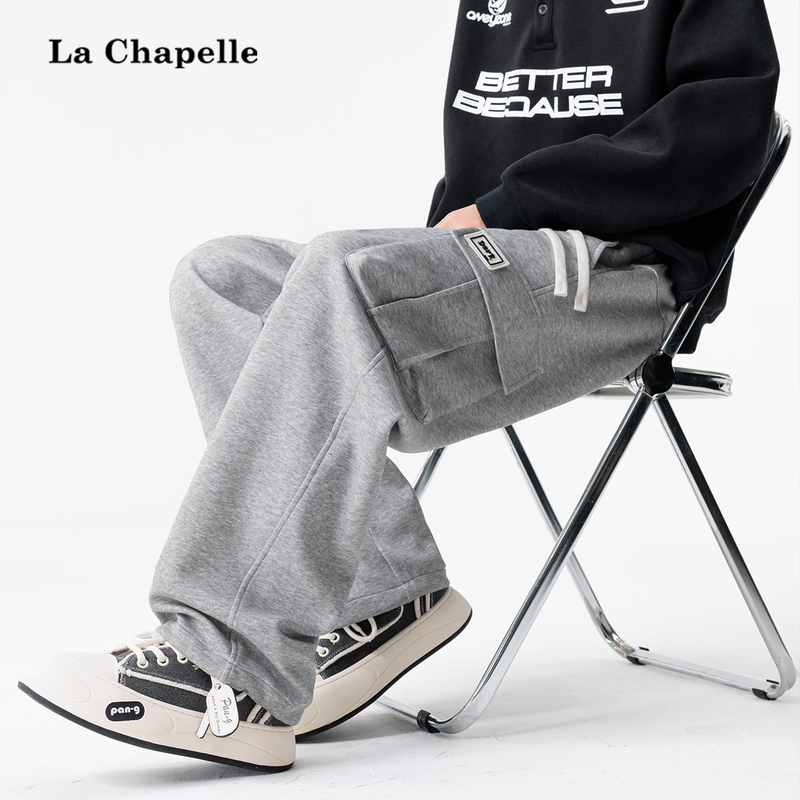 La Chapelle Cotton Sports Sweatpants for Men, Spring and Autumn 2026 New American-Style Lazy Style Dual-Wear Casual Cargo Pants