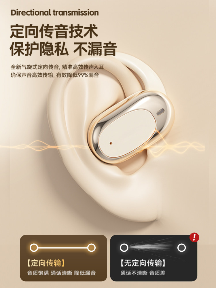 Bluetooth Earphones 2025 New Model Open-Type Wireless Non-In-Ear Over-Ear Clip-On Earphones for Sports and Running with Noise Reduction
