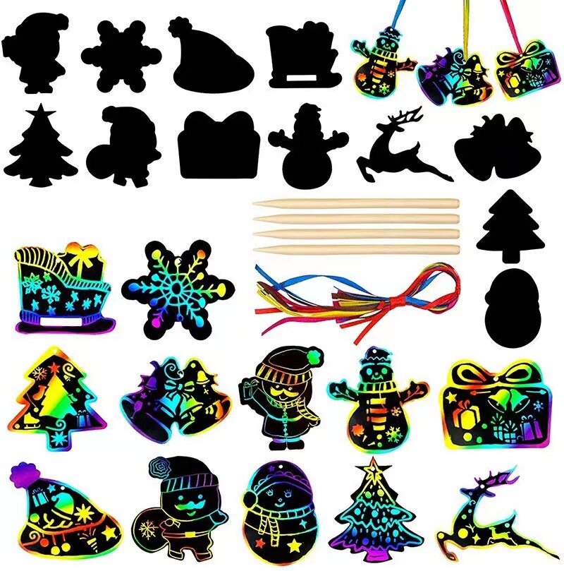 Foreign trade factory Halloween DIY scratch-off paper handwritten animal bookmark decoration children's Christmas scratch-off painting
