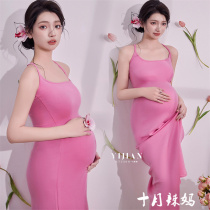 New photo studio maternity photo clothing flower room small fresh dress pure desire pregnant mommy big belly photo clothes at home