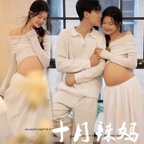 Photo studio new couple maternity photo clothing Korean style pregnant mommy fashion sweet home couple photo clothes at home