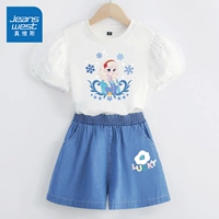 [Специальное предложение с двумя частями] White/J Snowflake Princess-Light Blue/J красочный цветок k