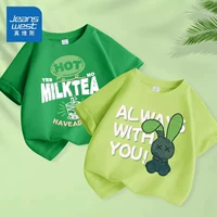 [2 упаковки из чистого хлопка] J модный кролик/мятно-зеленый + буквы J в виде чая с молоком/фруктово-зеленый