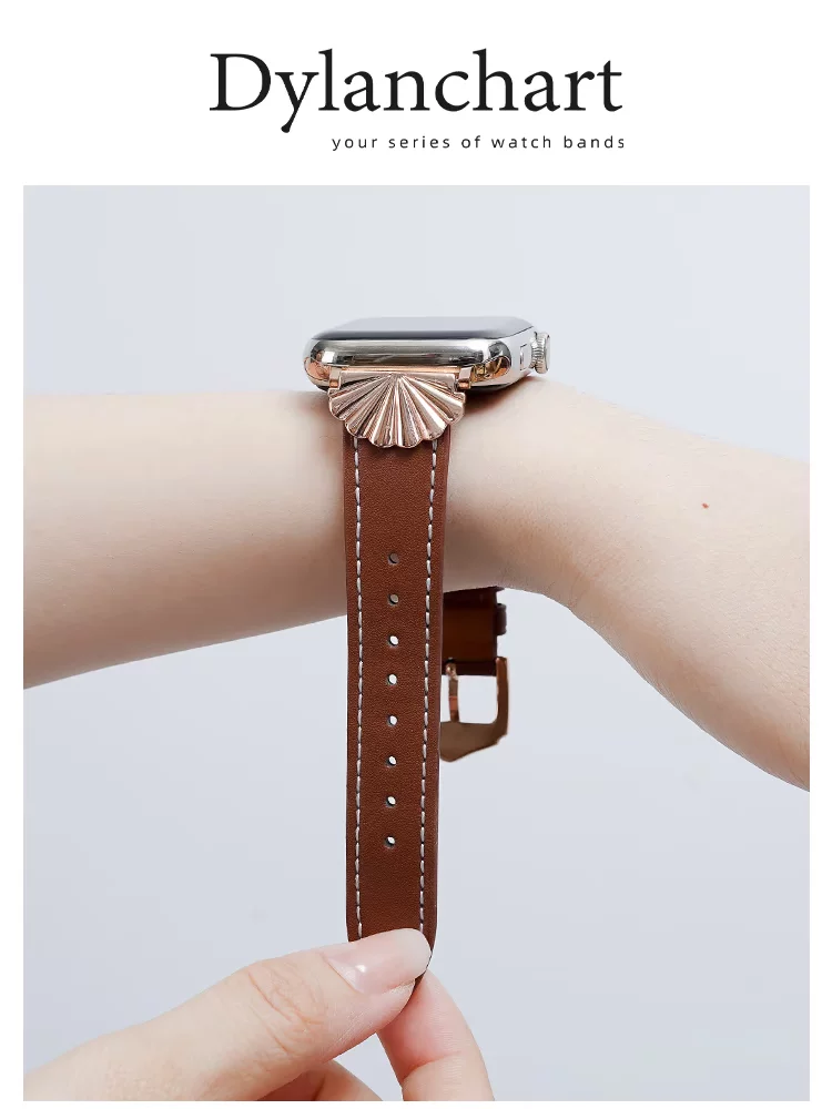 Стиль кожаного ремешка для Apple Watch поколения S7S8, женские модели подходят для iWatch 1/2/3/4/5/6/SE, высококачественный сенсорный металлический Apple Watch