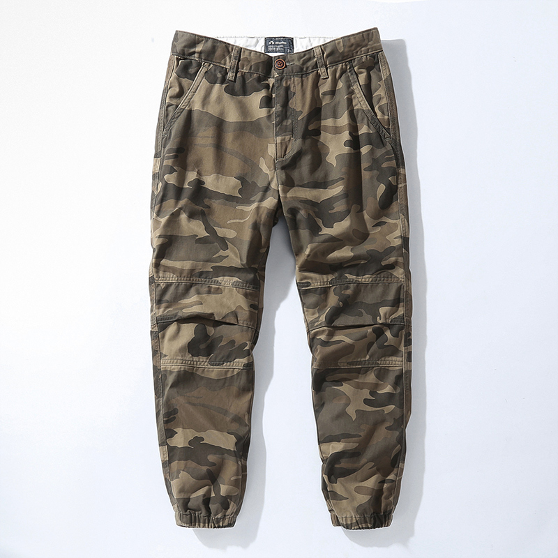 American Retro Heavy-Duty Camouflage Cargo Pants for Men, Trendy Spring and Autumn Style Jogger Pants with Pleats, Casual Long Pants, Jogging Pants