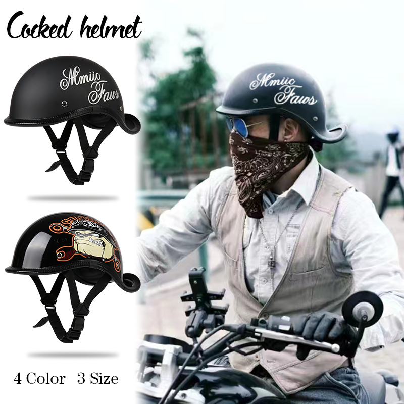 Vintage Helmet with a Raised Tail, Japanese Style, Unisex, Suitable for All Seasons, Cruiser Safety Helmet, Women's Summer Safety Riding Half Helmet with a Unique Design
