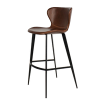 Genuine leather bar chair bar chair home American designer high stool island stool light luxury high chair backrest 7256