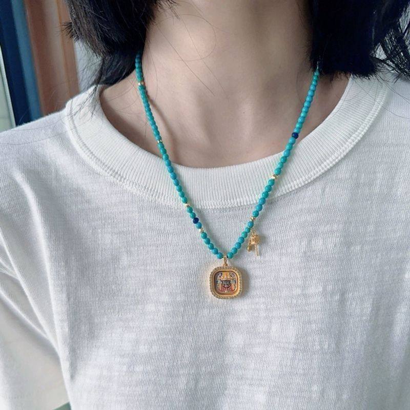 ザキラム ツァツァ スモール タンカ 新しい中国風ターコイズビーズネックレス 女性用