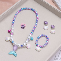 Childrens Necklace Girls Princess Girls Baby Girl Accessories Mermaid Tail Jewelry Set Decoration Shell Bracelet