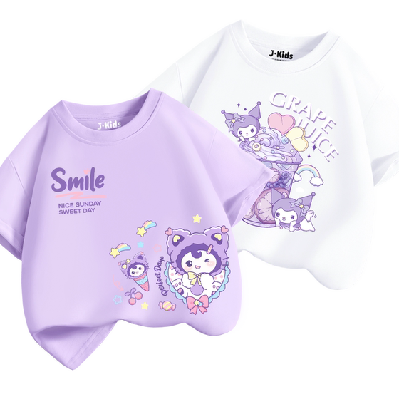 Jewish Group Girl Short Sleeve T-shirt Baby Girl Summer New Pure Cotton Top Medium Large Children's Fashionable Base Shirt

