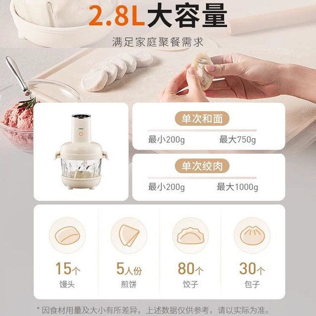 Joyoung Dough Mixer and Meat Grinder for Home Use, Small Multifunctional Smart Blender and Food Processor, 2.6L, Genuine 2026 New Model