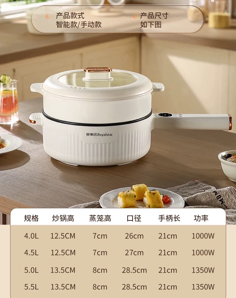 Плиты 荣事达电炒菜炒锅蜂窝不粘锅电火锅蒸煮煎炒多功能一体电煮锅家用 Royalstar