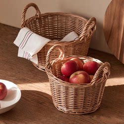 Handmade Willow storage basket kitchen rattan bamboo fruit basket steamed bread basket portable basket picnic basket storage basket egg basket