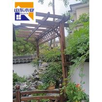 Anticorrosive wood single-sided grape rack outdoor carbonized wood pergola garden villa courtyard custom gallery rack single-arm flower rack