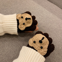 Handmade Diy Hair Line Gloves Small Bear Weave Autumn Winter Sky Homemade Handloom Half Finger Cute Cat Paw Finished Gift