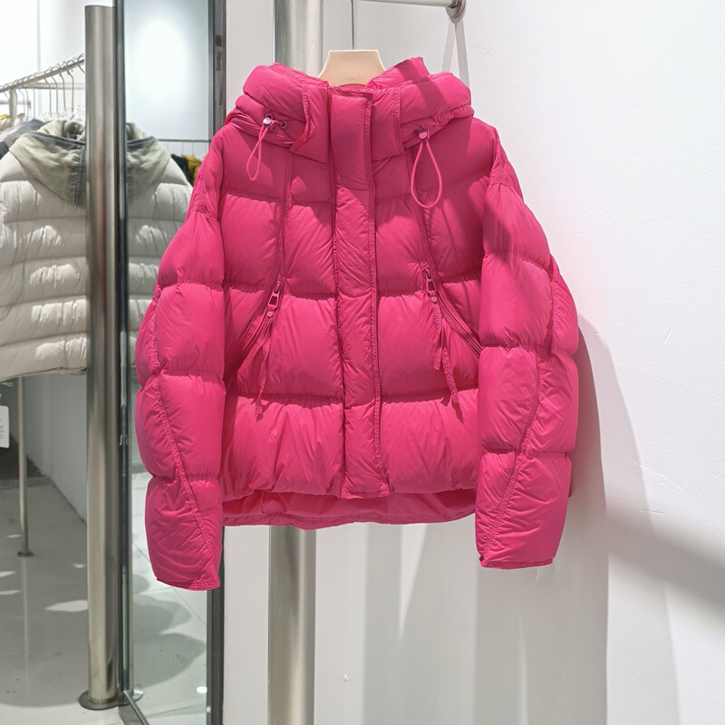 [Same Style as in Shopping Malls] 90% Duck down 2025 Winter New Style Stand-Up Collar Hooded Magnetic Buckle Casual Loose down Jacket for Women