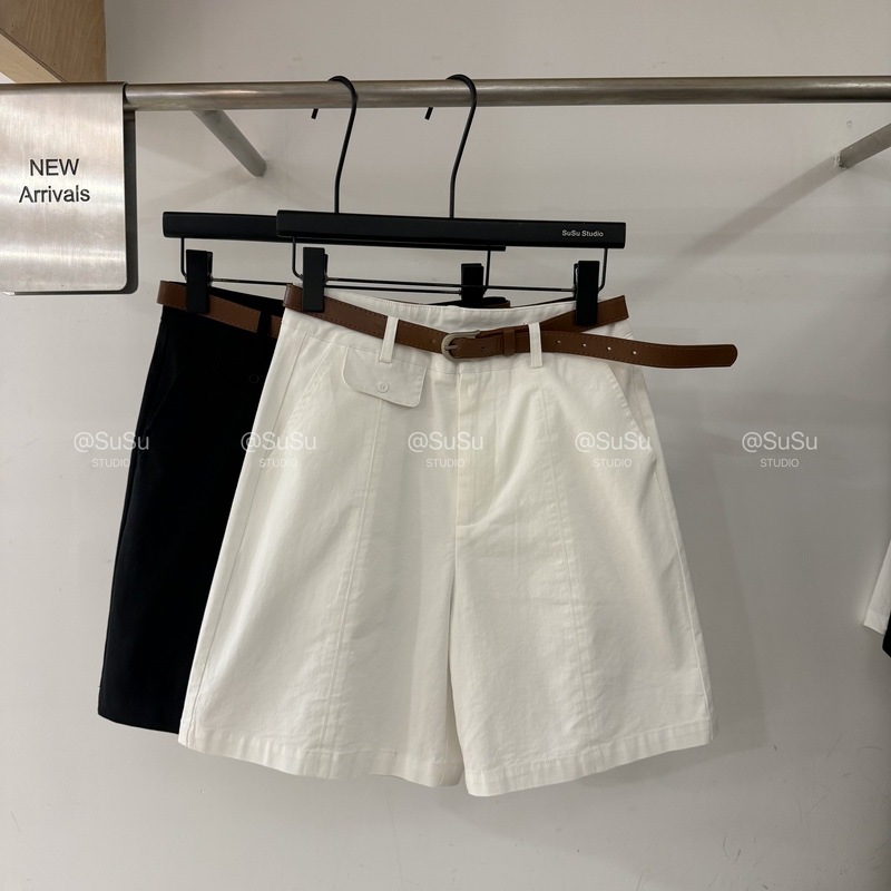 High-End European Goods 2026 Summer New High-Waisted Slimming Belt Casual Shorts Women's A-Line Straight Wide-Leg Five-Point Pants High-End European Goods 2026 Summer New High-Waisted Slimming Belt Casual Shorts Women's A-Line Straight Wide-Leg Five-Point Pants