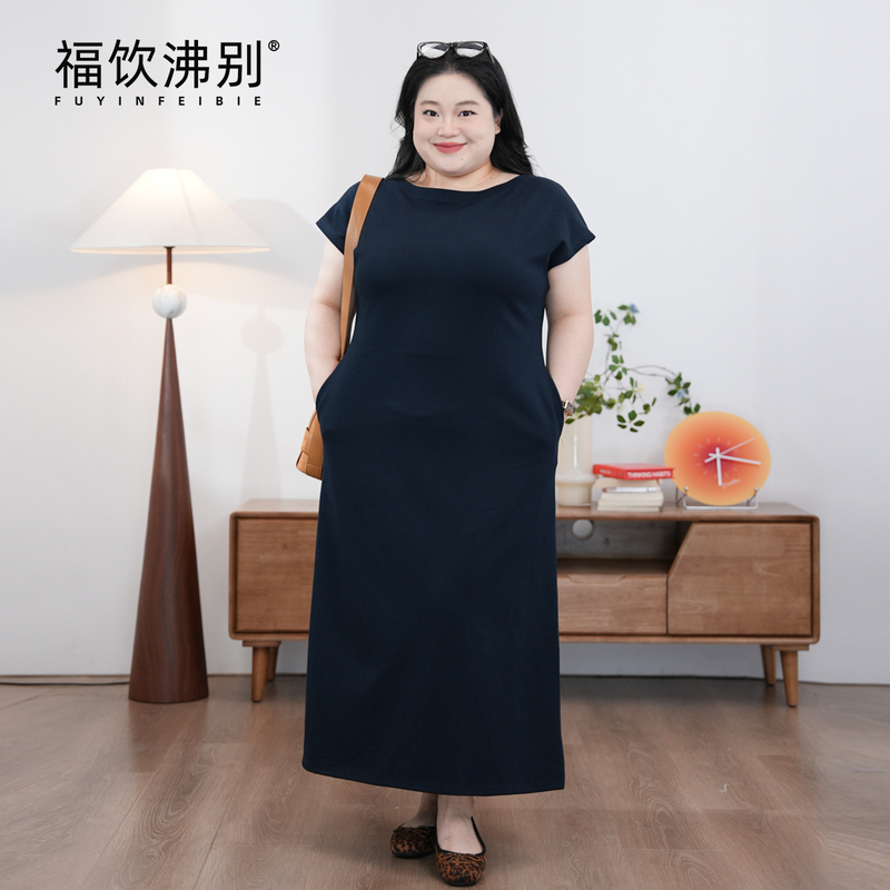 Fuyin Boie [Relaxing Evening] New Versatile Casual Plus Size Fat Girl Slimming Lazy Dress 900189
