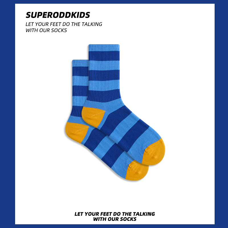 Caterpillar Mid-Calf Socks, Trendy and Unique Color-Blocking, Pure Cotton Socks, Breathable, Sweat-Absorbent, Casual Sports Socks for Women and Men C8619