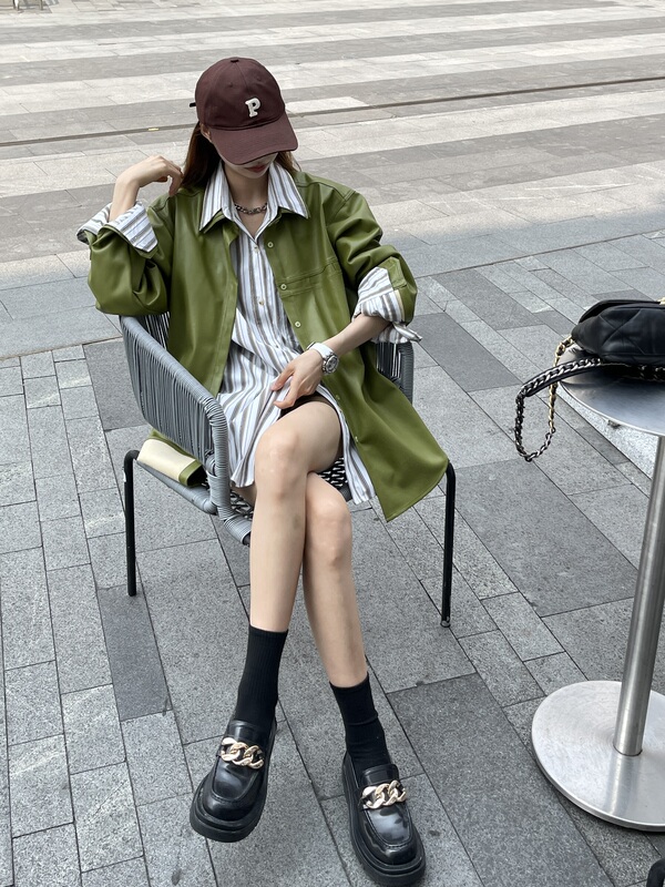 Jycccccc Pu Leather Jacket for Women 2026 Spring and Autumn New Style Loose High-End Casual Jacket Slimming Leather Coat