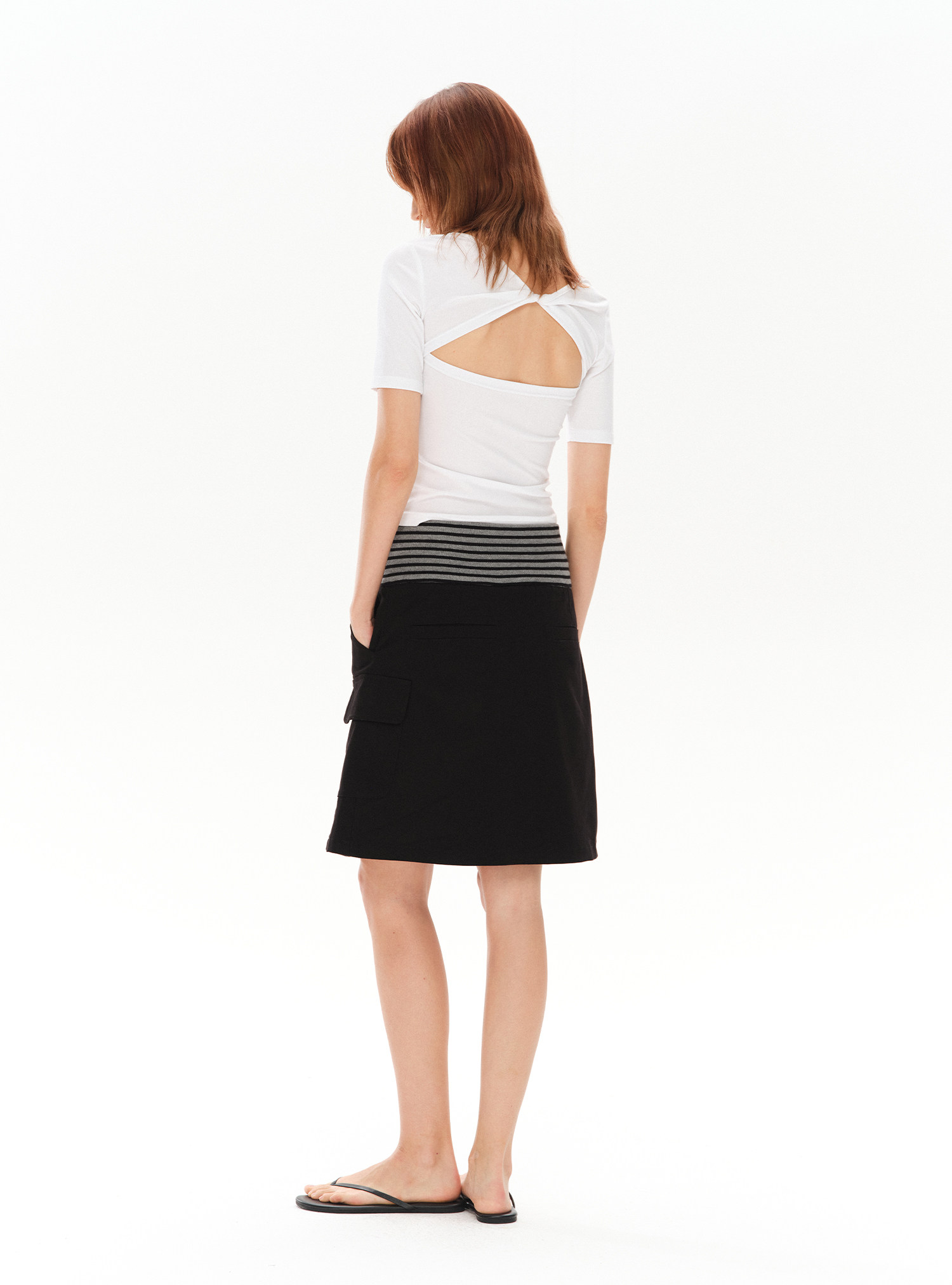 COSTUSTOOT Tencel Reversible Twist Back Cropped Tee