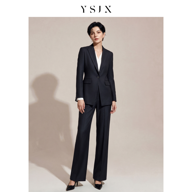 Elite and Sophisticated Style, High-End Fine-Spun Wool One-Button Slim-Fit Blazer, Feminine and Slimming Professional Suit for Winter