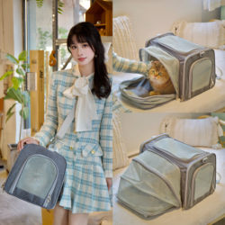 Cat Carrier, Portable and Lightweight Cat Bag for Outings, Expandable Pet Airline Cabin Dog and Cat Backpack for All Seasons