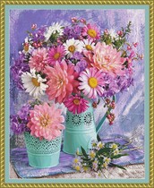 Original cross-stitch embroidery picture high CT self-matching drawing PDF format wrinkled chrysanthemum bouquet flowers flowers Saga