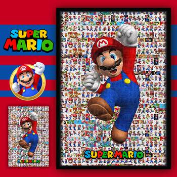 Wooden Puzzle Mario Super Mario 1000 Pieces Kidsren's Educational Puzzle Adult Version with Frame for Boys and Girls