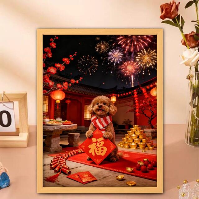 Cute Dog Wishing You Good Fortune in the New Year Pet Puzzle DIY Educational Toy Birthday Gift 300/500/1000 Pieces