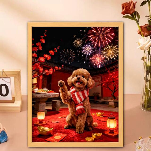 Cute Dog Wishing You Good Fortune in the New Year Pet Puzzle DIY Educational Toy Birthday Gift 300/500/1000 Pieces