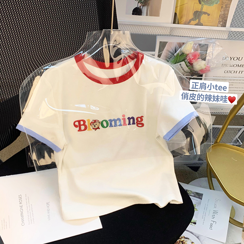 女の子の夏半袖Tシャツ純綿2025新しい子供用スタイリッシュな夏半袖シャツ女の子ビッグ子供用ショートトップス