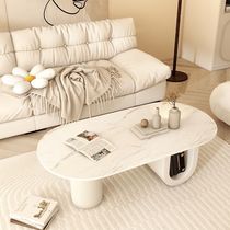 New Nordic light luxury oval living room home cream style designer creative slate iron coffee table