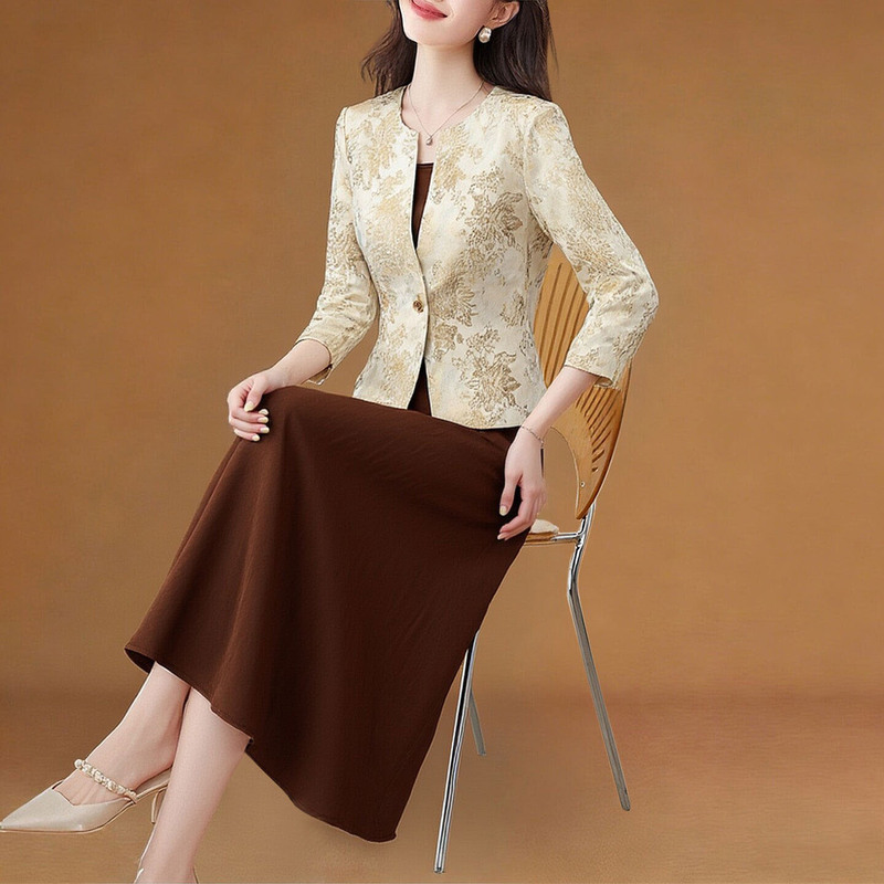 Maguba High-End Luxury Brand Two-Piece Dress Set for Women, 2026 Autumn and Winter New Style, Suitable for Mother-In-Law at Wedding Banquets, Petite Size Maguba High-End Luxury Brand Two-Piece Dress Set for Women, 2026 Autumn and Winter New Style, Suitable for Mother-In-Law at Wedding Banquets, Petite Size