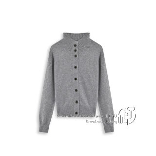 孑屿JIEYU 轻奢极简立领针织开衫女冬休闲毛衣