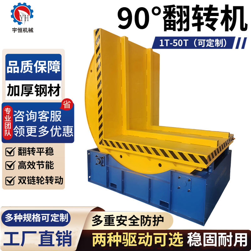 90-Degree Automatic Flipping Machine for Steel Rolls, Copper and Aluminum Rolls, Mold Flipping Machine, L-Shaped 180-Degree Electric Hydraulic Flipping Platform