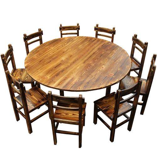 중국 숯불 구이 테이블 냄비 테이블 탄화 색상 식탁과 의자 숯불 구이 벤치 호텔 원형 테이블과 의자 검은 색 복고풍 호텔 테이블