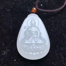 Natural jade mutton fat white Guanyin Bodhisattva listed in the year of birth to ensure peace for men and women willow branches pure bottle jade Guanyin pendant