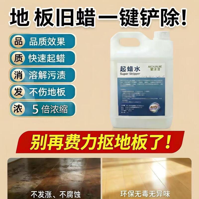Quick Wax Removal Water, Powerful Wax Remover to Remove Old Wax and Residual Wax from Plastic Floors, Wooden Floors, and Tiles