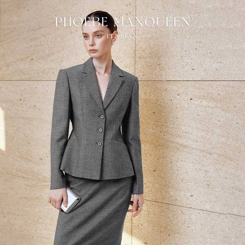 Italian Maxqueen Light Mature Style Blazer and Skirt Set for Women, Spring Long-Sleeve Business Commuting High-End Professional Attire Set